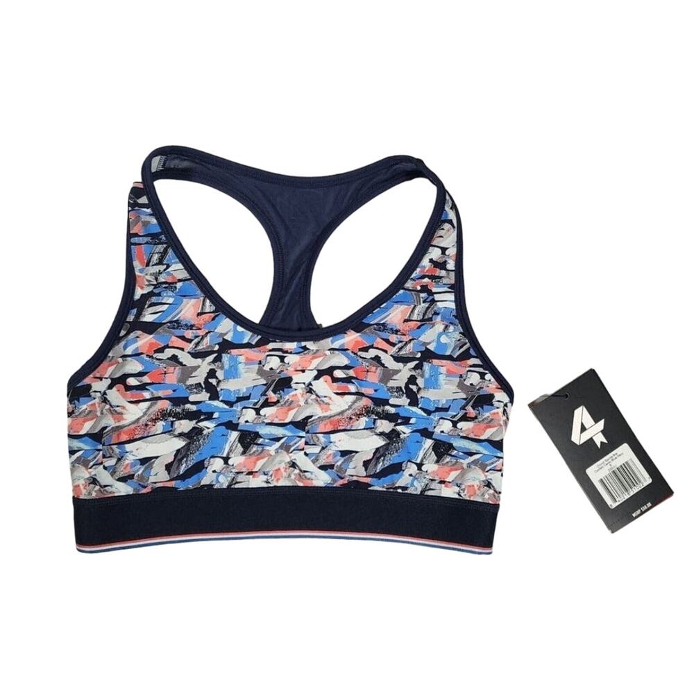 Fourlaps Circuit Sports Bra in Confetti Camo Blue Navy Size Medium NWT
